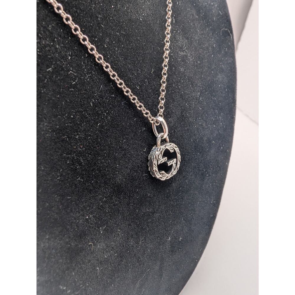 Gucci Interlocking GG Pendant Necklace 925 Sterling Silver Italy ~18" - Picture 3 of 12